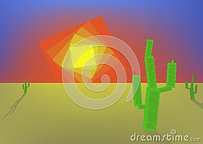 Morning in a desert Vector Illustration