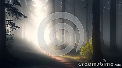 Morning Dew, Foggy, Spirituality Landscape Generative AI Stock Photo