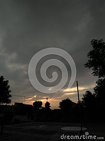 Basketball court and beautiful sky Stock Photo