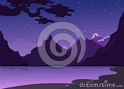 Morning or evening landscape with river and mountain Stock Photo