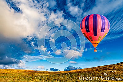 Morning flight of the hot air balloon. Stock Photo