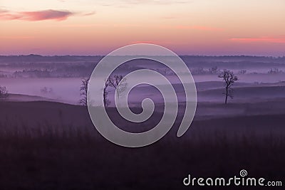 Morning fog, Kansas landscape Stock Photo