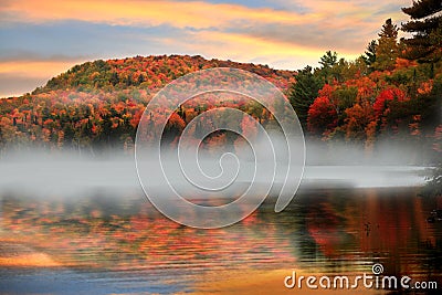 Morning fog in rural Vermont Stock Photo