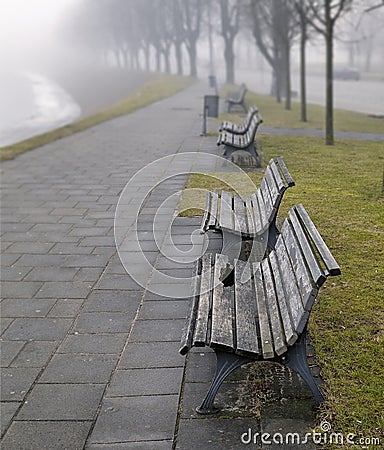 Morning fog at Vilnius Stock Photo