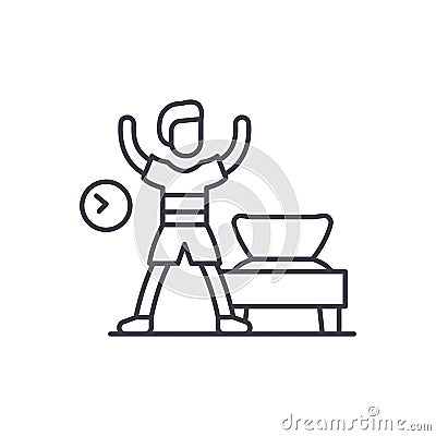 Morning gymnastics line icon concept. Morning gymnastics vector linear illustration, symbol, sign Vector Illustration