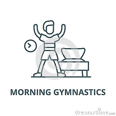 Morning gymnastics vector line icon, linear concept, outline sign, symbol Vector Illustration