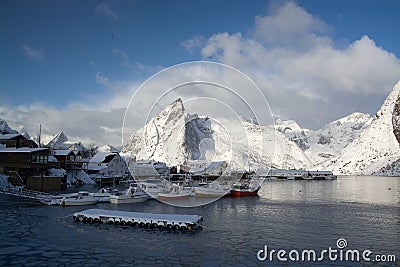 Morning in Hamnoya at the Lofoten, Norway Stock Photo