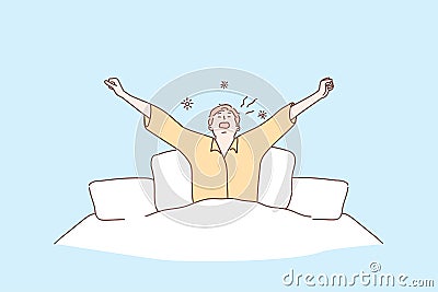 Morning, health, care, awakening, relaxation concept Vector Illustration