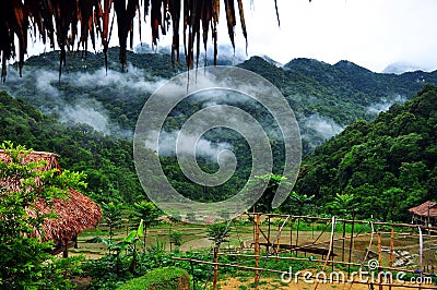 Morning in Huou village, PuLuong - so fresh, so cool, really great Stock Photo