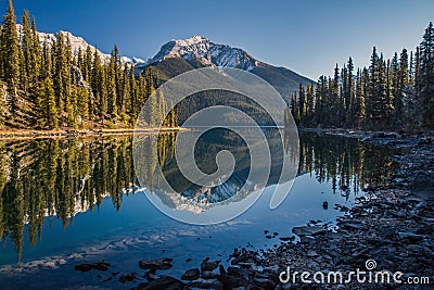 Morning lake reflection Stock Photo