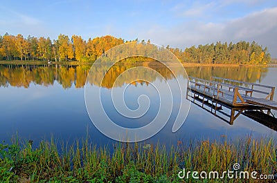 Morning lake reflections Stock Photo