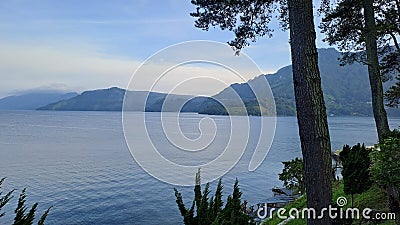 Morning Lakeside View of Toba Lake Stock Photo