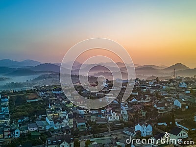 Morning landscape and sunlight of dawn. Photo used for printing, advertising, magazines, travel... Stock Photo