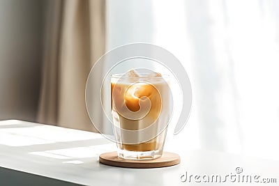 Morning latte glass tasty. Generate Ai Stock Photo