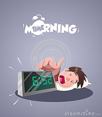 Daily Morning Life. Early morning alarm clock Vector Illustration