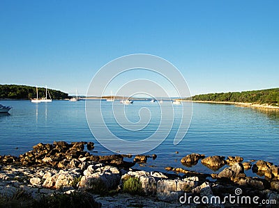 Morning light in Croatia sea Stock Photo