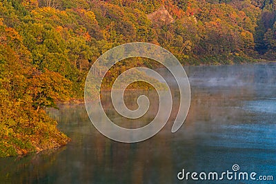 Tamagawa Dam Autumn Akita Japan Stock Photo