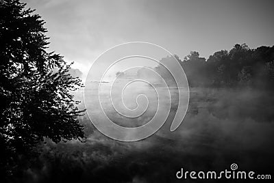 Morning mist on river Stock Photo