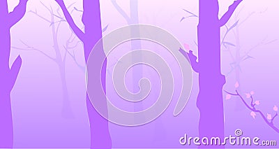 Morning misty forest Vector Illustration