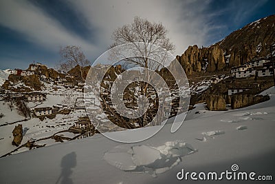 Morning in Mountains - Winter view of spiti valley, himachal pradesh, india Stock Photo