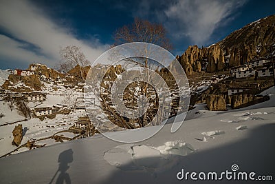 Morning in Mountains - Winter view of spiti valley, himachal pradesh, india Stock Photo