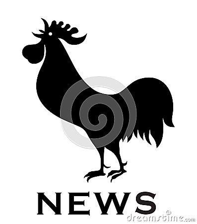 Morning news rooster silhouette Stock Photo