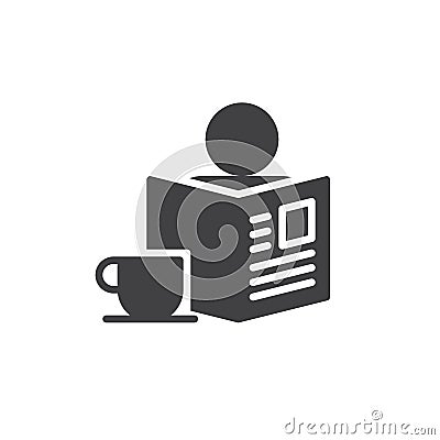 Morning with newspaper and cup of coffee icon vector Vector Illustration