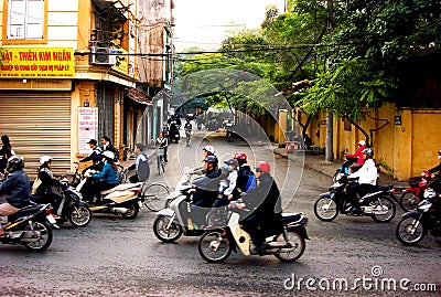 Morning rush hour, Hanoi, Vietnam Editorial Stock Photo