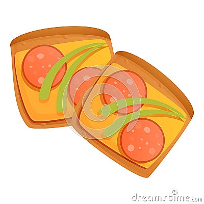 Morning russian sandwich icon, cartoon style Vector Illustration