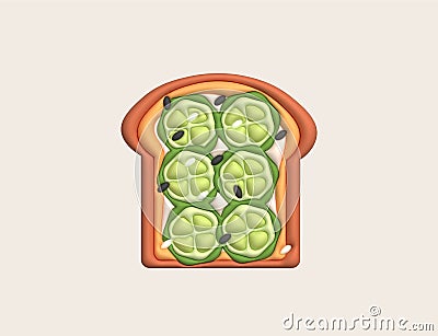 Morning sandwich 3D illustration Healthy meal with toast, fresh vegetables and sauce Vector Illustration