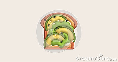 Morning sandwich 3D illustration Healthy meal with toast, fresh vegetables and sauces, tomatoes, kiwis, melons Vector Illustration