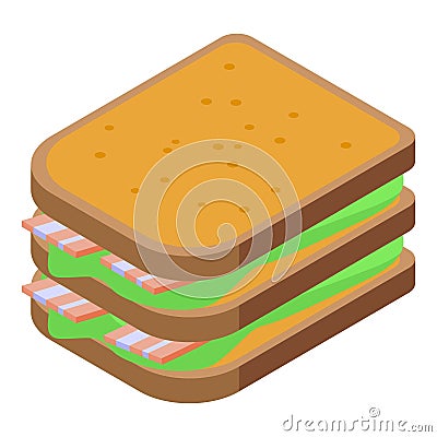 Morning sandwich jamon icon isometric vector. Meat cured dish Vector Illustration