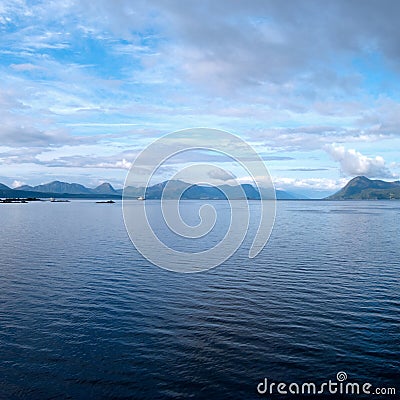 Morning sky over a fjord in Norway Stock Photo