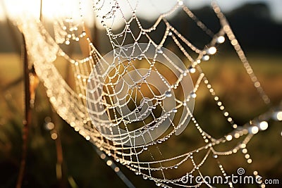 Morning spider spiderweb web drop nature water net closeup dew pattern wet macro Stock Photo