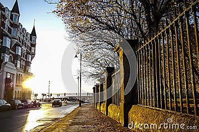 Morning on street of Douglas, Isle of Man Editorial Stock Photo