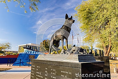 Morning sunny view of the K9 Police Service Dog Memorial Park Editorial Stock Photo