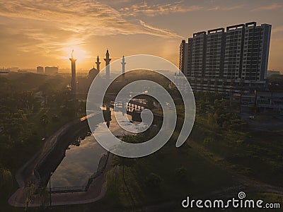 Morning Sunrise Sky Of Masjid Bukit Jelutong In Shah Alam Near Kuala Lumpur, Editorial Stock Photo