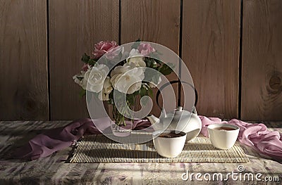 The morning tea in cups Stock Photo