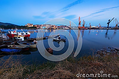 Morning view of Industrial seaport Stock Photo