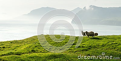 Morning view on the summer Faroe islands Stock Photo