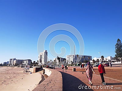 Morning walk on beachfront in Port Elizabeth Nelson Mandela Bay Editorial Stock Photo