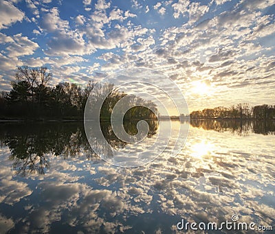 Morning water reflection Stock Photo