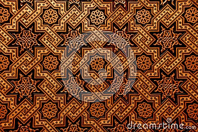 Moroccan arabesque carved wood wall Stock Photo