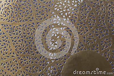 Moroccan, Arabian brass lamp with intricate decor Stock Photo