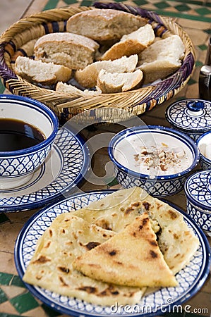 Moroccan breakfast at riad in essaouira morocco Stock Photo
