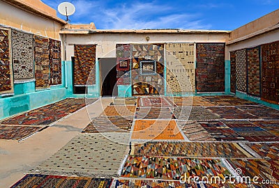 Moroccan carpet manufactory Stock Photo