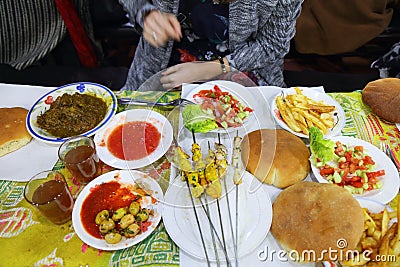 Moroccan dinner in Marrakech Stock Photo