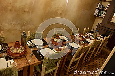 Moroccan dinner table Stock Photo