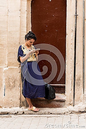 Moroccan girl in FÃ¨s, Morocco Editorial Stock Photo