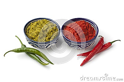 Moroccan green and red harissa Stock Photo